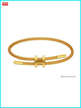 Adjustable Charm Bracelet 18K Gold Plated Titanium Steel